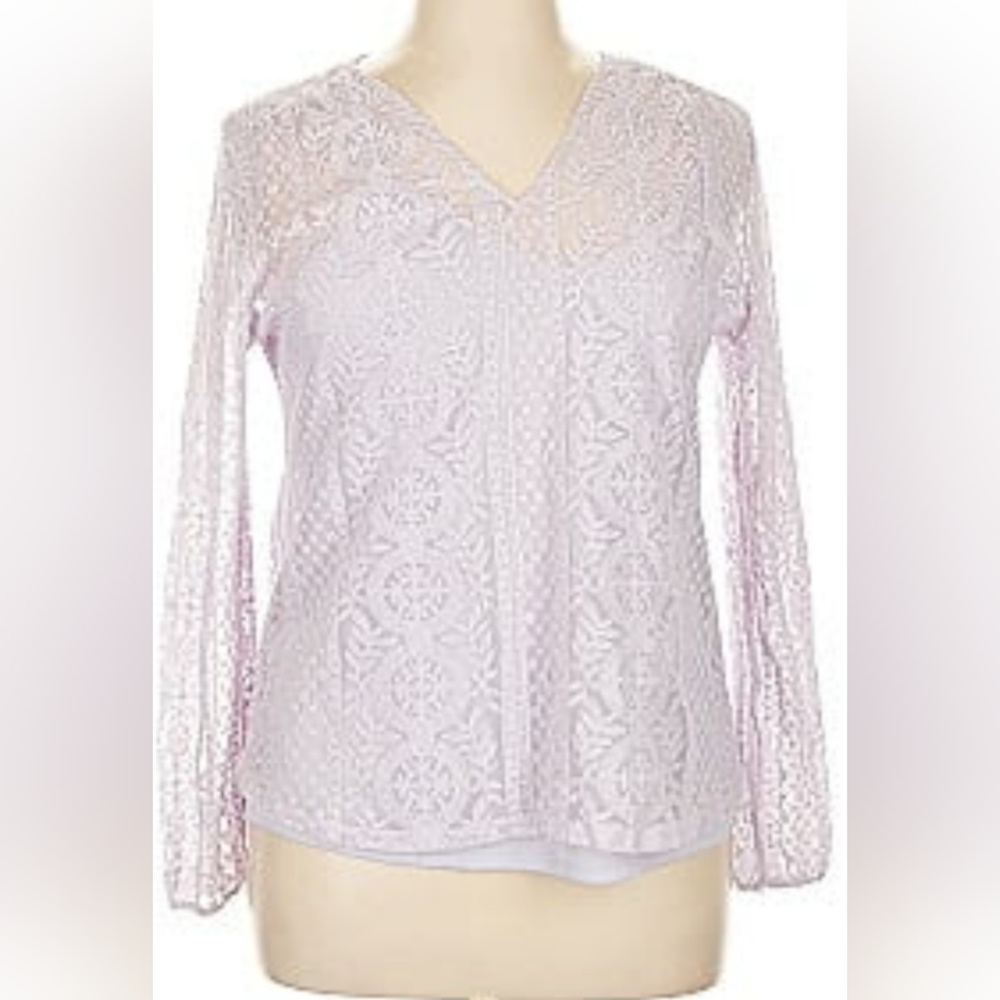 Adiva Women's Size XL Lace Lilac Long Sleeve Blouse w/Tank Top NWT